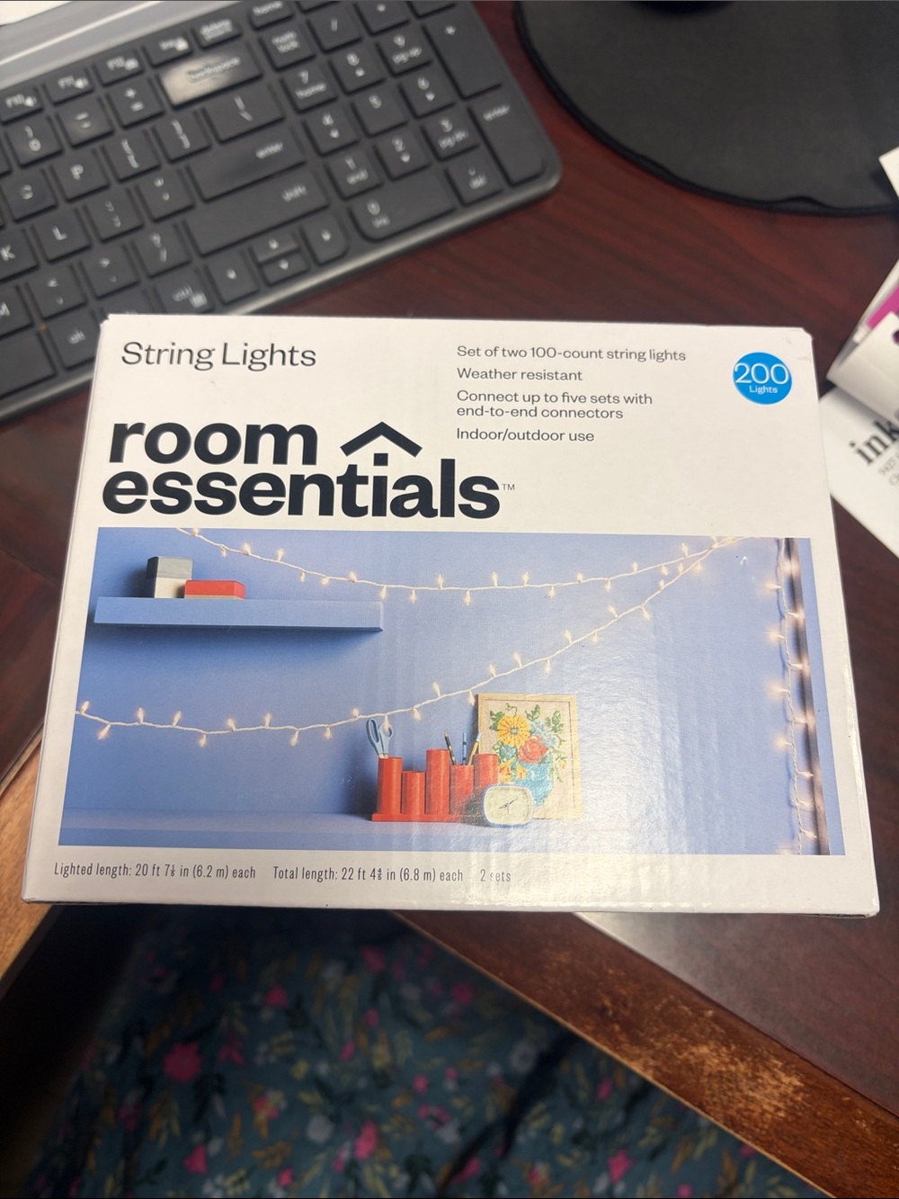 Room Essentials White String Lights - Warm White Indoor/Outdoor Set